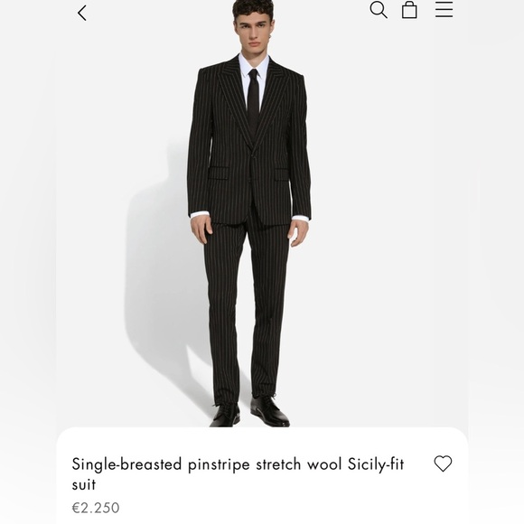 Dolce & Gabbana Sicily 2 pieces Suit In Stretch Pinstripe Wool men’s size 50 - Picture 5 of 16